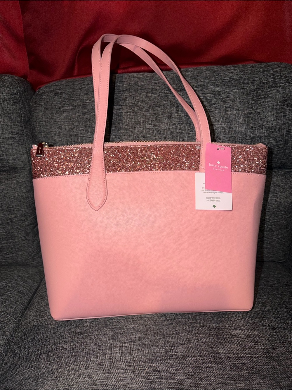 kate spade Pink Tote with Sparkle Trim
